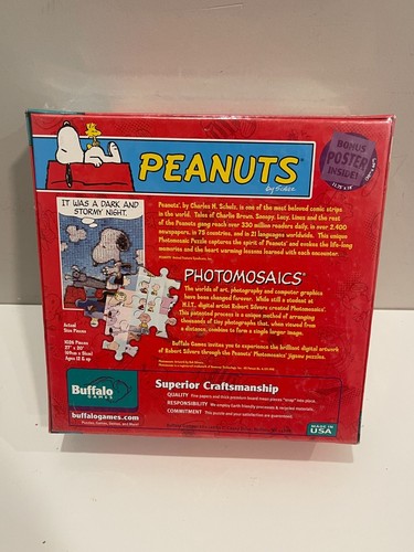 NISB Peanuts Photomosaics Puzzle: Snoopy & Charlie Brown 1000 Piece With Poster - Picture 2 of 2