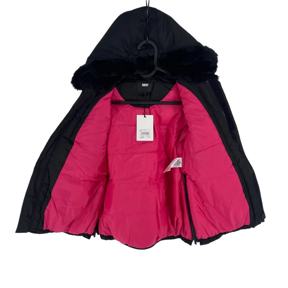 DKNY Niña Negro con Capucha Chaqueta Acolchada Talla 6 Años - Imagen 4 de 4