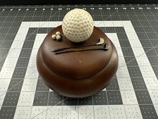 Brown Storage Container With Golf Clubs  Golf Ball For Mancave Office Decor