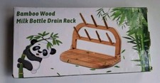 BAMBOO WOOD MILK BOTTLE DRAIN RACK NEW IN BOX BABY BOTTLES DRYING RACK