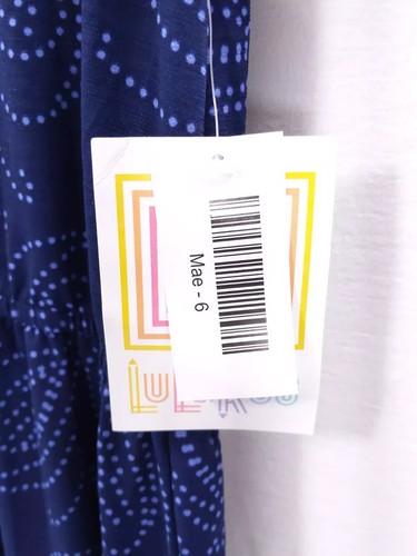 NWT LuLaRoe Mae Dress Kids Girl's Size 6 Blue Floral Flower Pattern W/ 2 Pockets - Picture 7 of 9