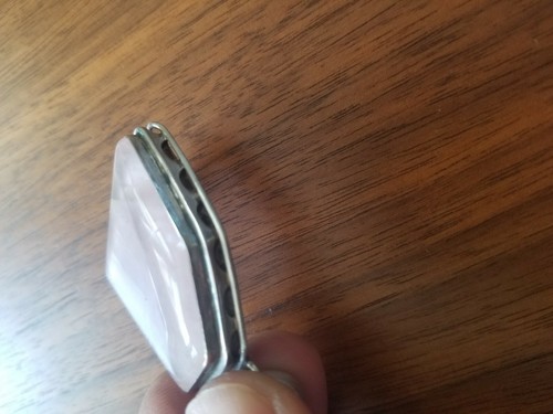 Rose, rosa Quarz Anhänger Sterlingsilber moderne Form - Bild 4 von 4