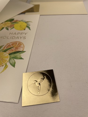2 LOT -New Papyrus Happy Holidays Christmas & New Years Card w Gold Foil & Seals - Picture 6 of 14