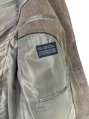 Manhattan Corduroy Jacket Mens 44R Gray Vented Lined Missing One Button - Picture 6 of 14