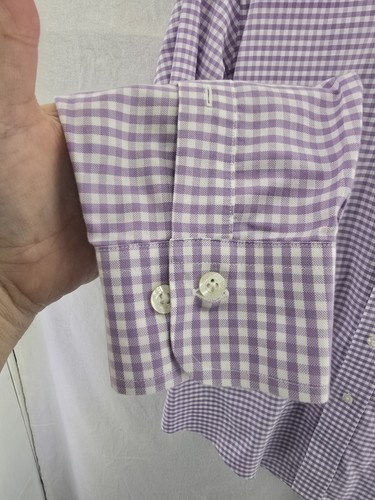 Brooks Bros Milano PURPLE Gingham. Long Sleeve Button Up Shirt. Mens Large - 第 4/7 張圖片