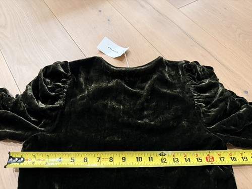 FRAME Green Velvet Ruched Puff Sleeve Blouse Top Size Small - Picture 7 of 9