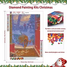 5D DIY Diamond Painting Kit Craft Christmas Dog Winter Holiday WY034