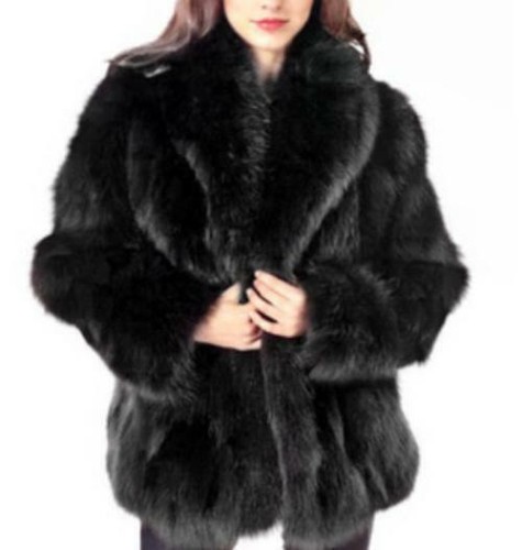 Abrigos de piel sintética para mujer cuello solapa chaqueta de longitud media informal cálido moda invierno - Imagen 12 de 14
