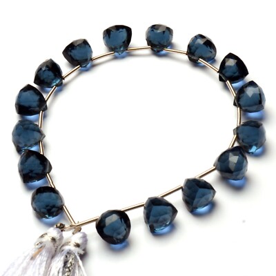 London Blue Topaz Color Quartz Faceted 8 mm Size Trillion Shape Beads 7''