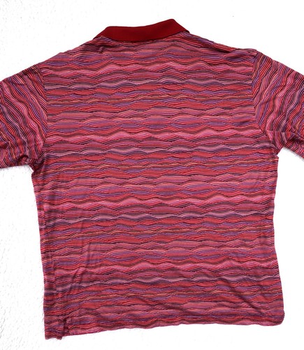 Polo de golf Bugatchi para hombre XXL tejido algodón mercerizado abstracto colorido rojo onda - Imagen 4 de 6