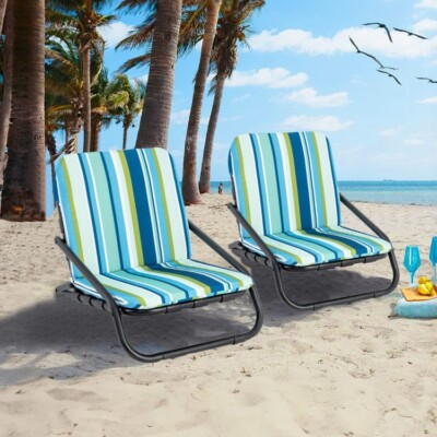 2Pack Folding Portable Lightweight Low Beach Pool Chair Camping