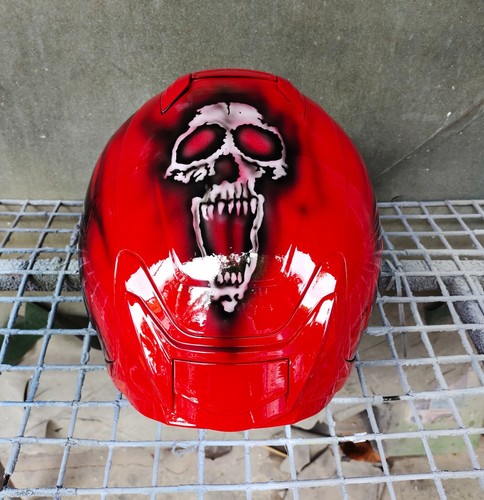 RED Custom Airbrushed Motorcycle Helmet - Picture 8 of 12