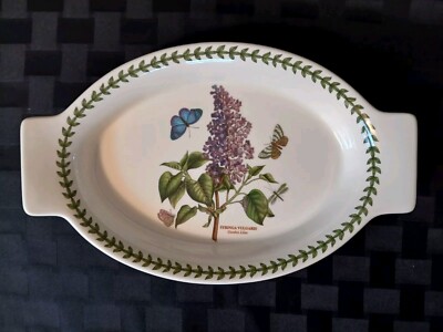 Portmeirion Botanic Garden Lilac Oval Handled Baking Dish, 13'' X 8.25'' X 1.75''