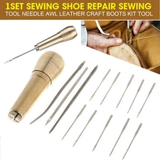 1Set Sewing Shoe Repair Sewing Tool Needle Awl Leather Craft Boots Kit Tool 2022