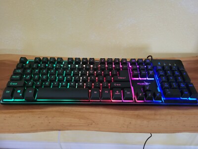 SkyTech Wired USB Gaming Keyboard K-1000 Backlit Colors Tested & Working