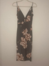 Grey Floral Open Back Dress
