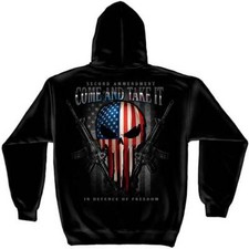 2nd Second Amendment Skull of Freedom Patriotic American Flag Hoodie RN2394SW