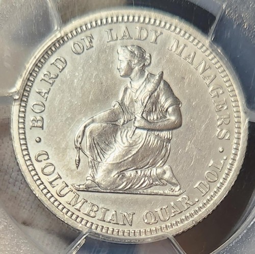 1893 Columbian Expo Isabella Silver 25c Quarter. PCGS Genuine Cleaned-AU Detail - Picture 4 of 8