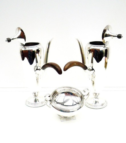 Sterling Silver Cafe Au Lait Set, Sheffield 1921, John Round & Son Ltd - Picture 6 of 12