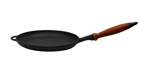 Pfannkuchenpfanne Emailliert Gusseisen Crepespfanne Holzgriff 24x2,5cm 100% ECO - Bild 4 von 4