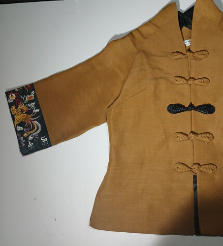Ladies Custom Embroidered Chinese Pankou Knot Woven Jacket Peach Color Women's M - Picture 4 of 20