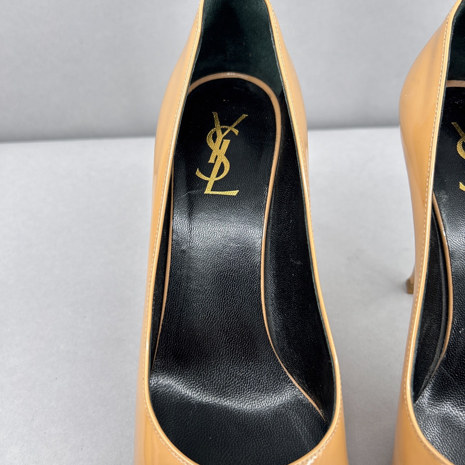 SAINT LAURENT Tacchi YSL Nudo Pelle Verniciata Tribtoo Platform Pump EU 38 5 US 8 5