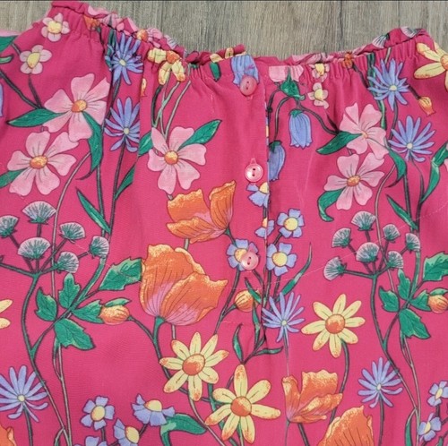 Gymboree Romper Pink Floral Crop Length Wide Leg Rayon Girls Large 10-12 - Picture 9 of 13