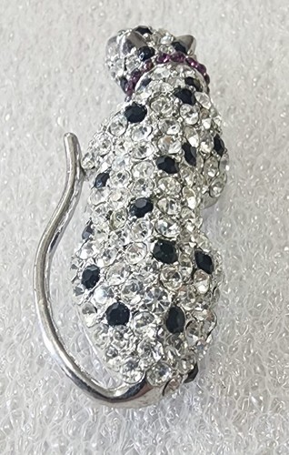 KJL Crystal Pave Leopard Black Necklace, Clip Earrings & Brooch Set B822 - Picture 15 of 24