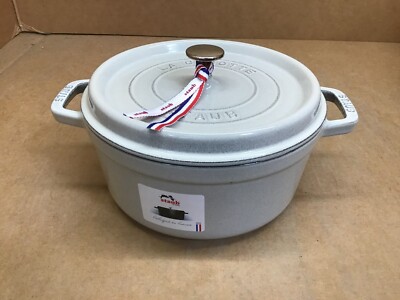 Staub Cast Iron 4-qt Round Cocotte - White Truffle
