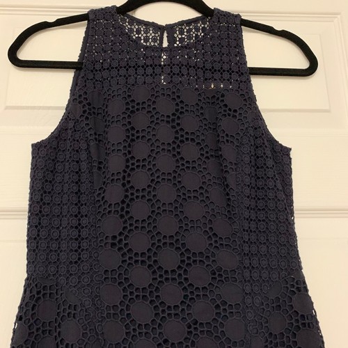 NWT Tory Burch Hallie Eyelet Dress 0 00 XS Cotton $395 Navy Lace Fit Flare - Picture 8 of 13