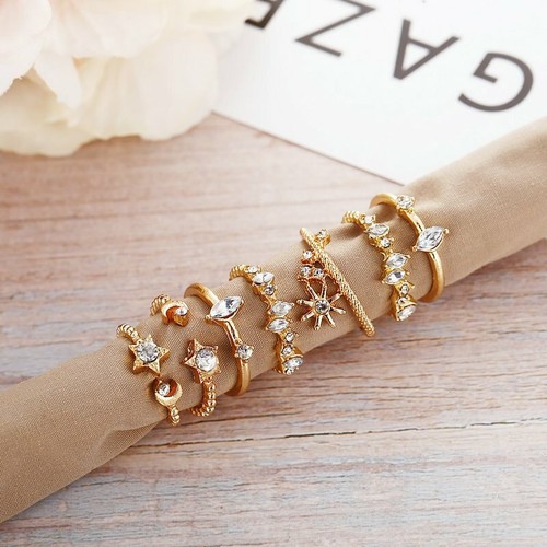 Womens Boho Stack Plain Above Knuckle Ring Midi Finger Rings Set Jewellery Gifts - Picture 54 of 121