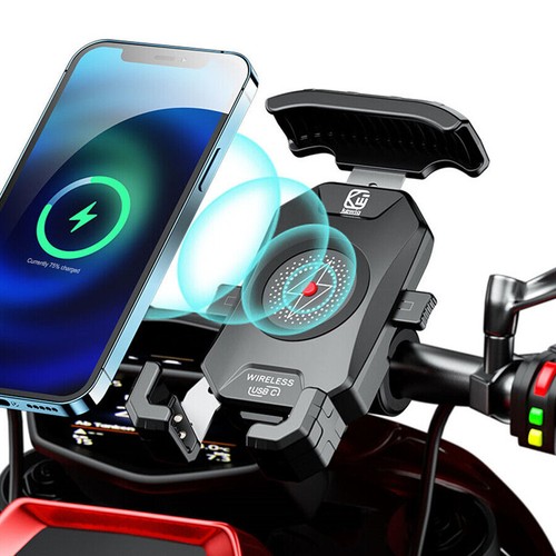 Support Téléphone 15W Chargeur Sans Fil Support de Charge USB Convient Guidon Moto ~ - Photo 2 sur 24