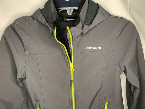 Icepeak Kids Outdoor Jacket Charcoal Gray Hooded Full Zip Fleece Lined Size 8 - Picture 2 of 16