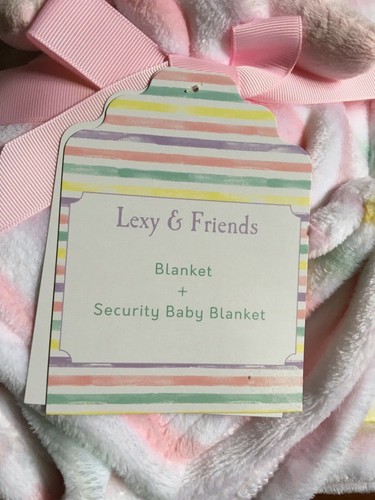 Lexy & Friends Baby Blanket Set Security Blanket Pink Bear Stripe Blanket NEW - Bild 3 von 5