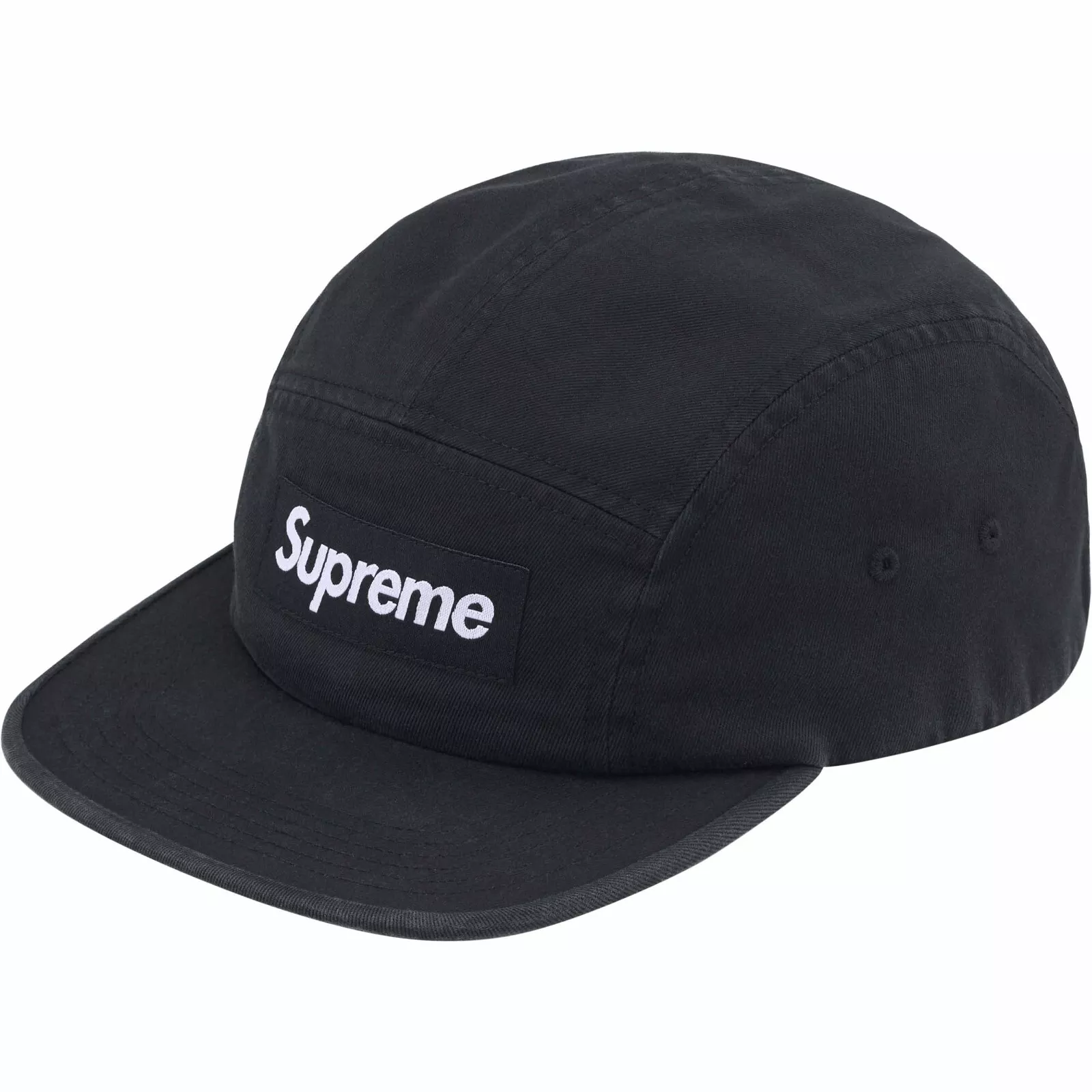 Chapeau casquette de camp en sergé chinois lavé Supreme   Noir   SS24 neuf authentique