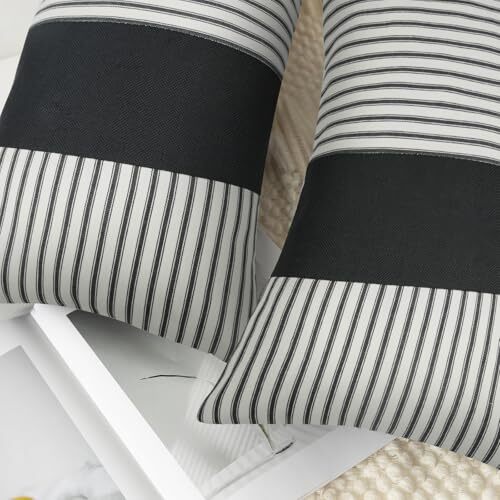 Farmhouse Pillow Covers 12x20, Boho Modern 12x20 Inch,Set of 2 Black & White - Bild 3 von 7
