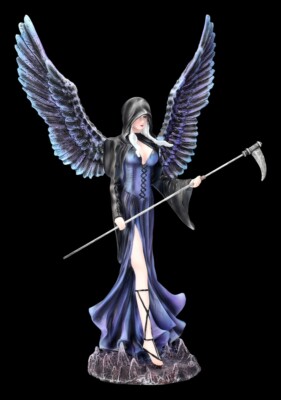 Dark Angel Figur - Dark Mercy mit Sense blau | dunkler Engel Fantasy Dekofigur