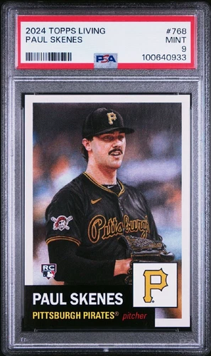 PAUL SKENES 2024 Topps Living Set RC# 768 Pirates ROY, PSA Mint 9