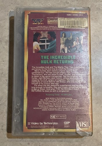 The Incredible Hulk Returns VHS Rare TV Movie Thor Superhero Starmaker OOP - Picture 2 of 5