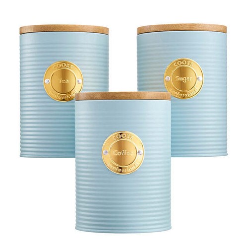 Ribbed Kitchen Storage Cannister 5pc Set Tea Coffee Sugar Bread Bin in 8 Colours - Picture 47 of 49