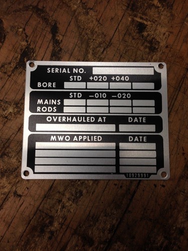 For Jeep Dodge Hummer Etc. Military Engine Rebuild Plate NOS - Picture 1 of 3