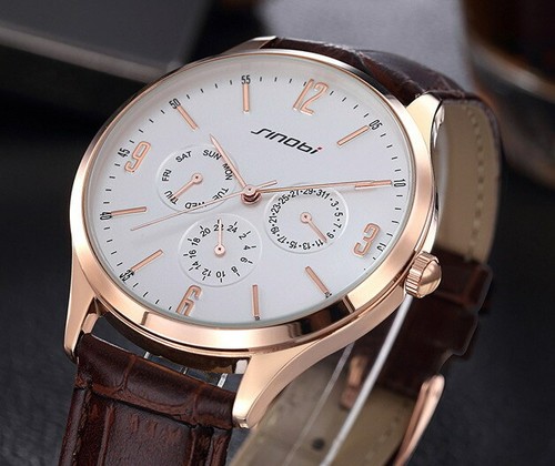 Luminoso Reloj Hombre Fecha Negocios Cuero Analógico Semana Adolescentes Gent Elegante Cuarzo - Imagen 5 de 14