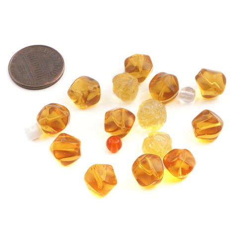 Lot (14) vintage Czech assorted topaz nugget glass beads 9/10mm - Picture 2 of 2