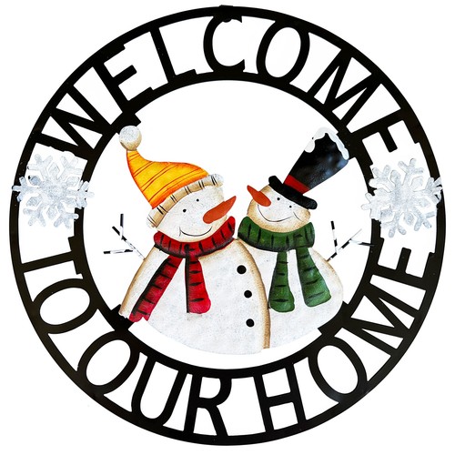 Metal Hanging Welcome Signs Wall Decor Front Door Wreaths Garden Fence Welcome - Picture 17 of 18