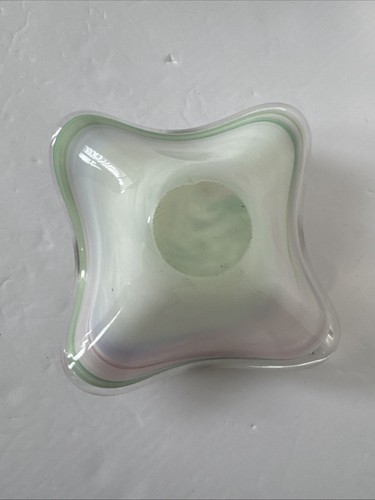 Ciotola vetro soffiato arte vortice avventurina arcobaleno stile Murano cristallo Italia - Foto 4 di 13