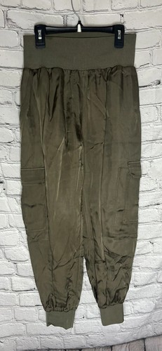 Cinq A Sept Womens Giles Joggers Satin Pants Cargo Pocket Olive Green Small - Picture 3 of 12