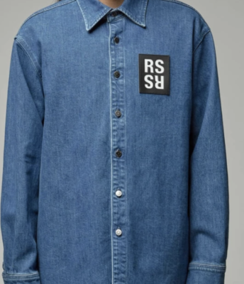 RAF SIMONS DENIM SHIRT JACKET NAVY Patch Overshirt Button RAF SIMONS DENIM SHIRT JACKET NAVY Patch Overshirt Button