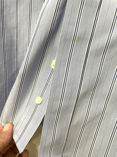 NEW PRONTO UOMO- Cotn Butn/Dress Shirt- Mens 4XLT 58x34 36" Slv LS Blue Striped - Picture 7 of 8