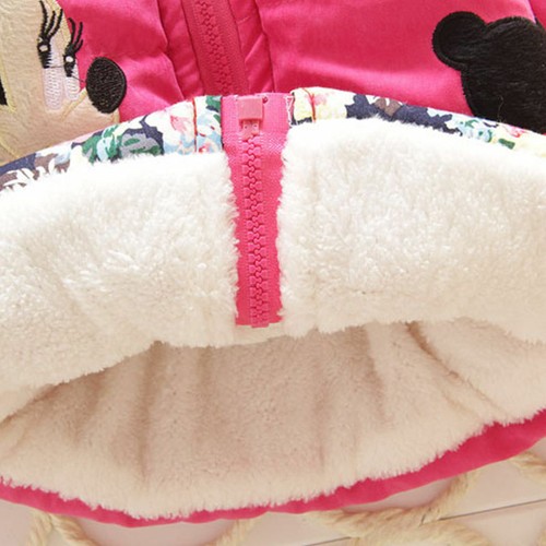 Toddler Kids Girl Mickey Minnie Hooded Coat Winter Warm Thicken Jacket Outerwear - Picture 12 of 19