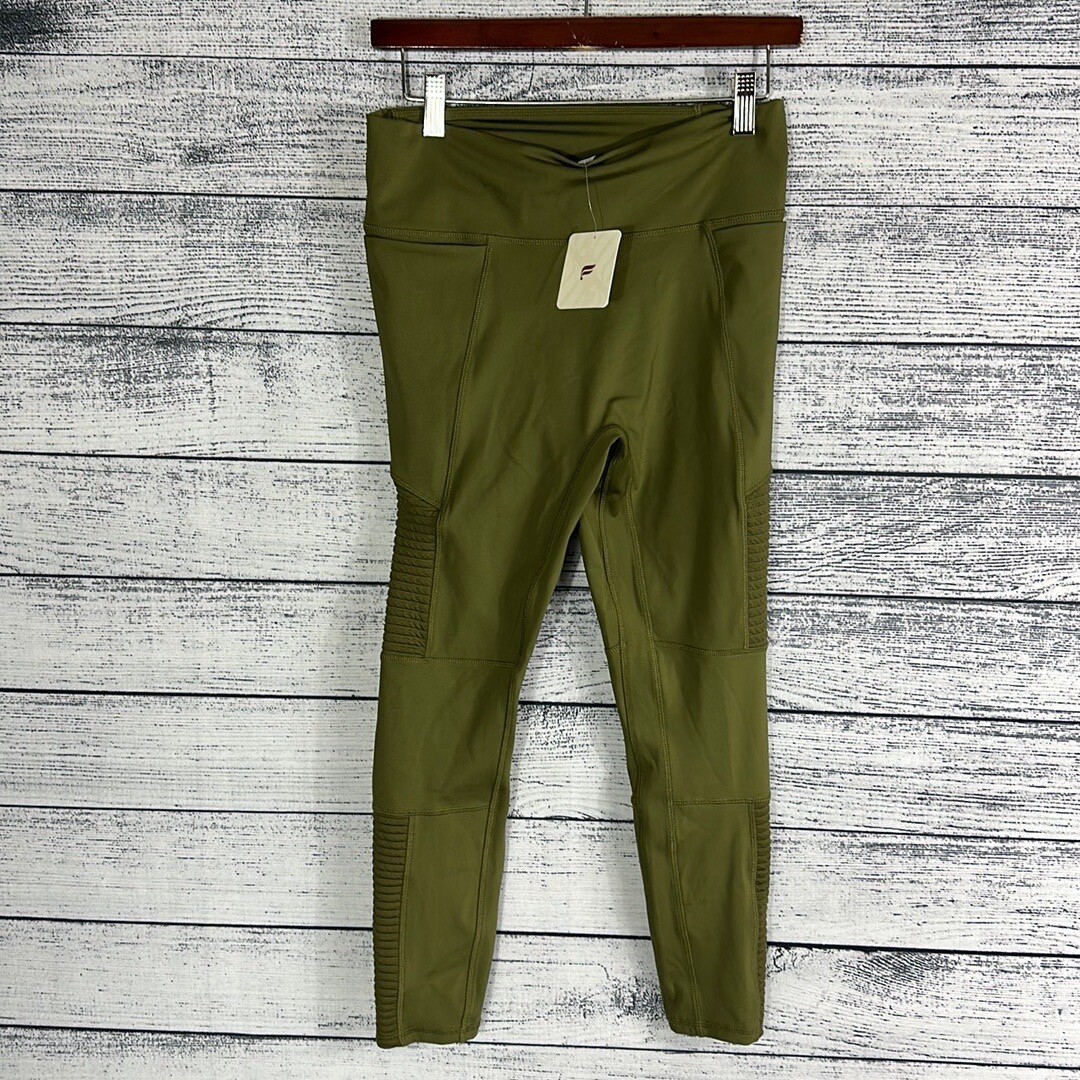 Fabletics High Waisted Motion 365 Moto Legging in Dark Moss Size L/10 NWT